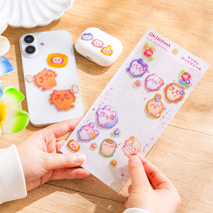 Chiikawa Shisa's Souvenir Shop Clear Puffy Stickers (Everyone w/ Hibiscus)