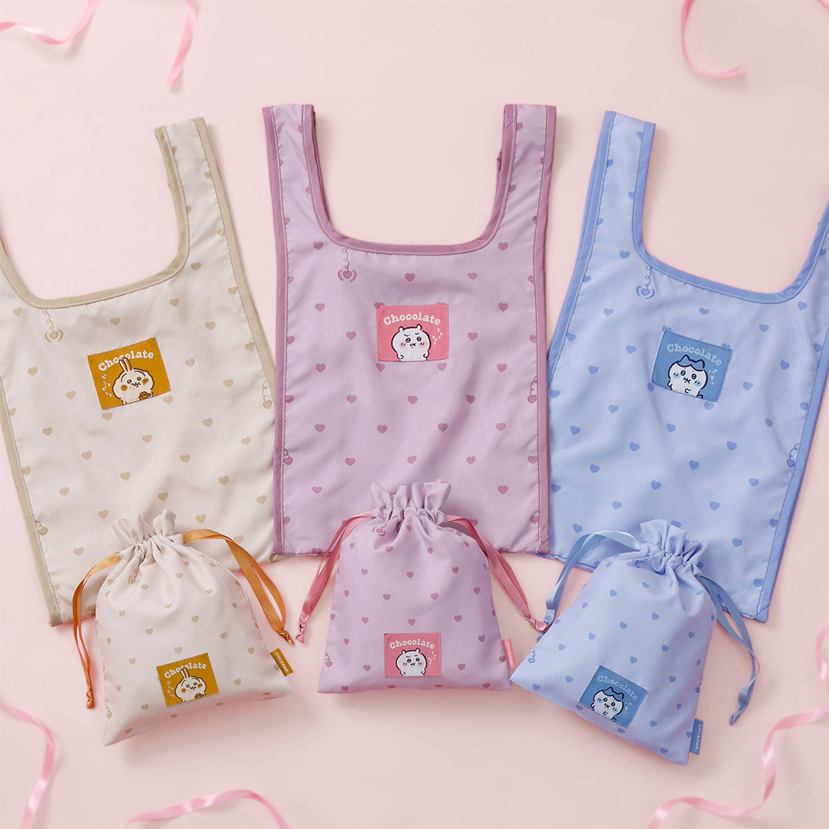 Chiikawa Eco Bag Heart Chocolate Chiikawa Pink