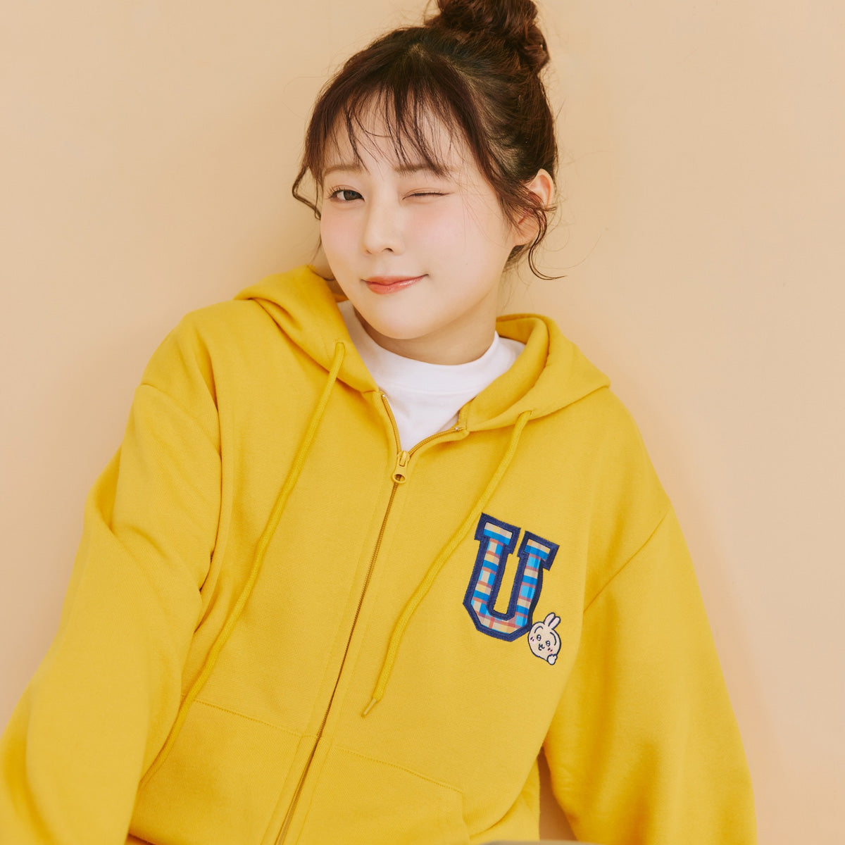吉伊卡哇 拉鍊連帽衫 GO MY WAY 黃色