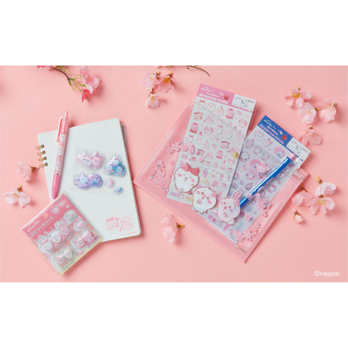 ちいかわ グリッターロールステッカーメモ（Sakura Pink・ヨザクラ）