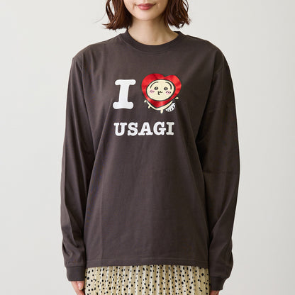 吉伊卡哇 長袖T恤 I LOVE USAGI 炭灰色