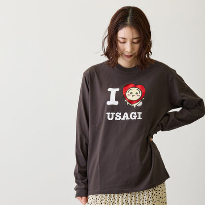 吉伊卡哇 長袖T恤 I LOVE USAGI 炭灰色