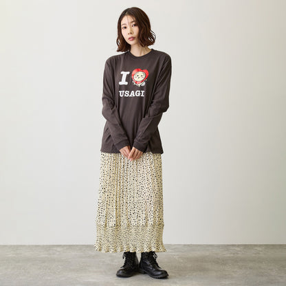 吉伊卡哇 長袖T恤 I LOVE USAGI 炭灰色