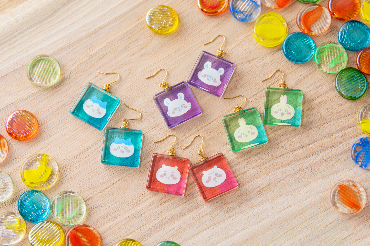 Chiikawa Tokyo Souvenir Square Glass Earrings (Chiikawa)