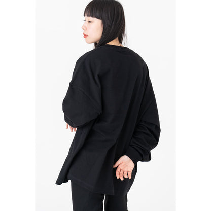 Chiikawa Tourism Big Silhouette L/S T-Shirt Tourism Logo (Black)