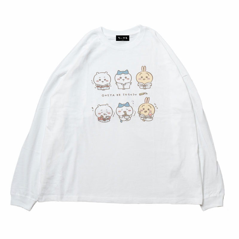 치이카와 관광 빅 실루엣 L/S T셔츠 방에서 보내는 시간 (화이트)