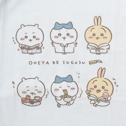 Chiikawa Tourism Big Silhouette L/S T-Shirt Spending Time at Home (White)