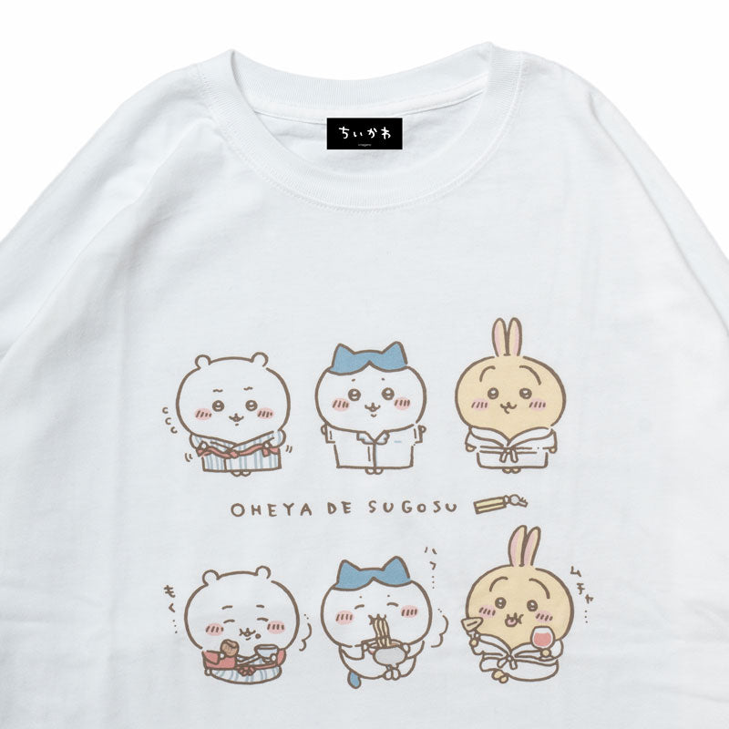 치이카와 관광 빅 실루엣 L/S T셔츠 방에서 보내는 시간 (화이트)