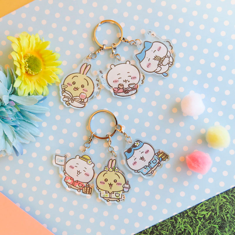 Chiikawa 3-Link Acrylic Key ring (Want to Travel)