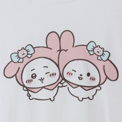 치이카와×산리오 캐릭터즈 빅 티셔츠 치이카와×마이멜로디 화이트