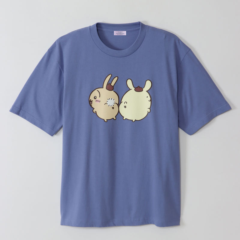 吉伊卡哇×三麗鷗角色 大尺寸T恤 兔子×POMPOMPURIN 灰藍色