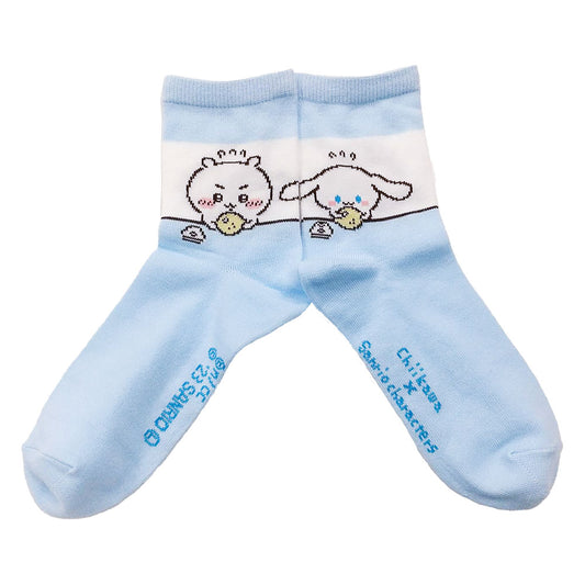 Chiikawa x Sanrio Characters Crew Socks (Chiikawa & Cinnamoroll) Women's