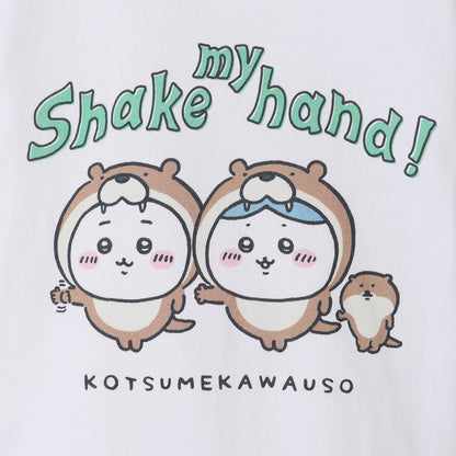 ちいかわ水族館 キッズTシャツ カワウソと握手 ホワイト（カメミラー付）
