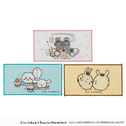 Chiikawa × Sanrio Characters 3-Piece Set Hand Towels (Gathering)