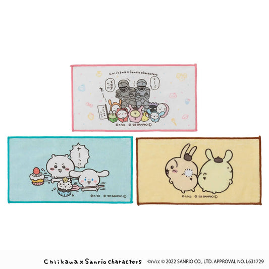 Chiikawa × Sanrio Characters 3-Piece Set Hand Towels (Gathering)