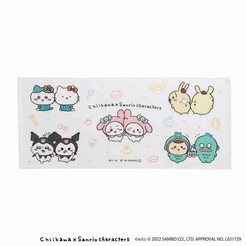 Chiikawa × Sanrio Characters Face Towel (Everyone)