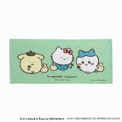 치이카와×산리오 캐릭터즈 페이스 타올 (잡초 뽑기)