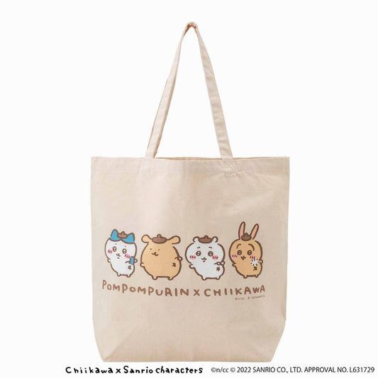 Chiikawa × Sanrio Characters Large Tote Bag (Looking Back)