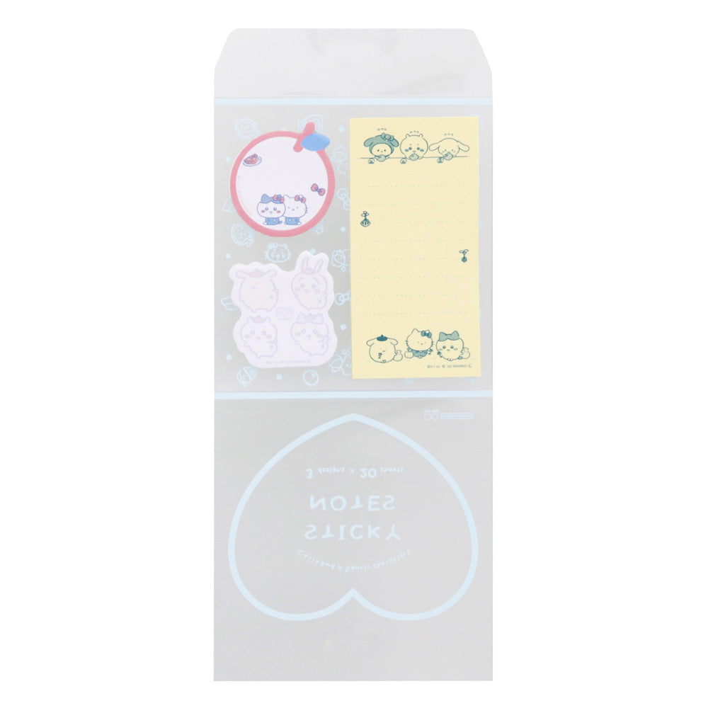 Chiikawa x Sanrio Characters Clear Case Sticky Notes (Blue)