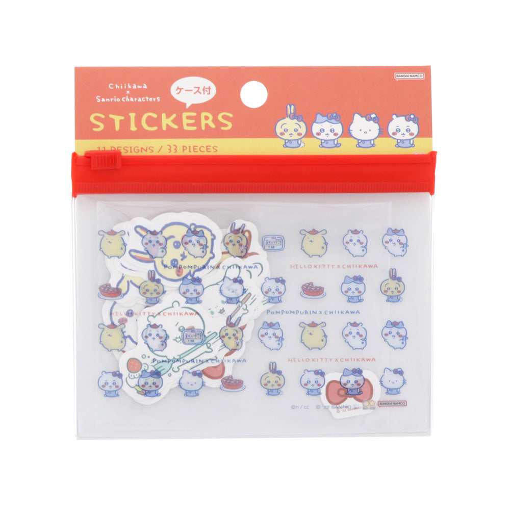 Chiikawa x Sanrio Characters Case-Attached Flake Stickers (Red)