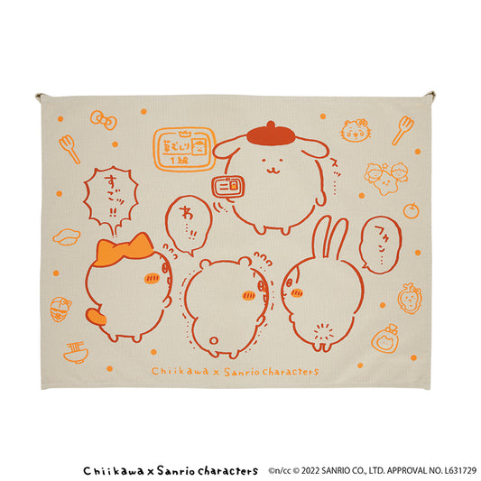 Chiikawa × Sanrio Characters Fabric Poster M (Weeding certification Level 1)