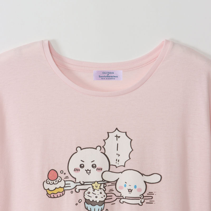 吉伊卡哇×三麗鷗角色 寬鬆洋裝 吉伊卡哇×CINNAMOROLL 粉紅色 FREE