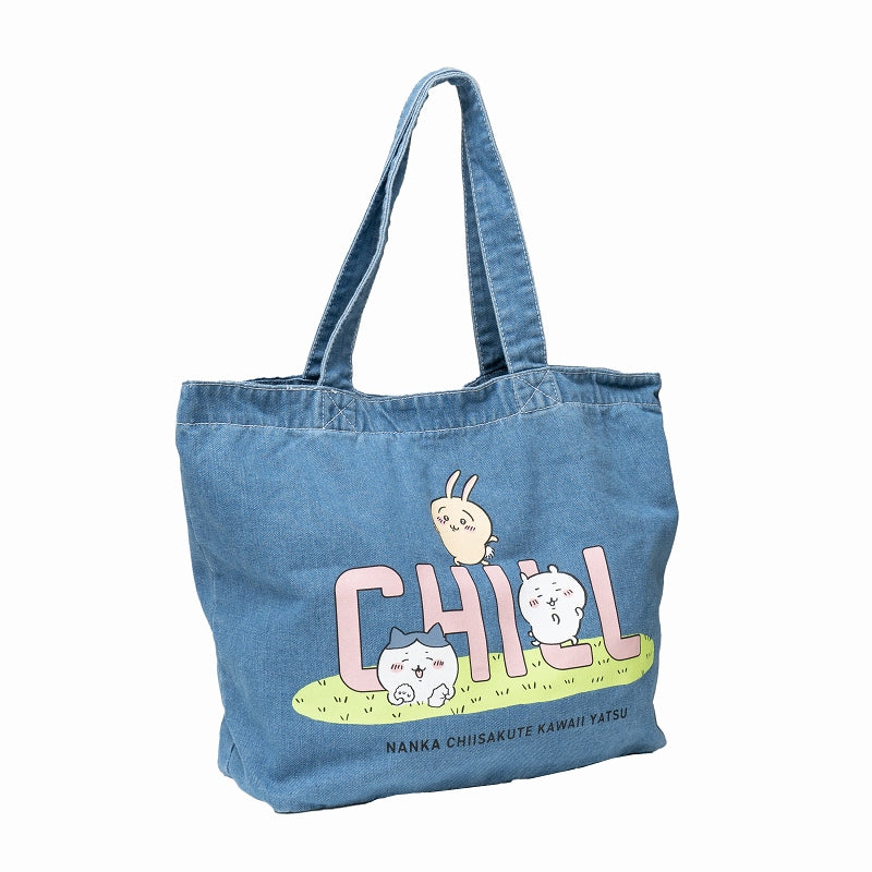 ちいかわ デニムラージトートバック CHILL（ライトブルー）