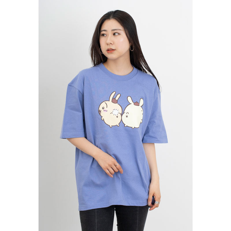 吉伊卡哇×三麗鷗角色 大尺寸T恤 兔子×POMPOMPURIN 灰藍色